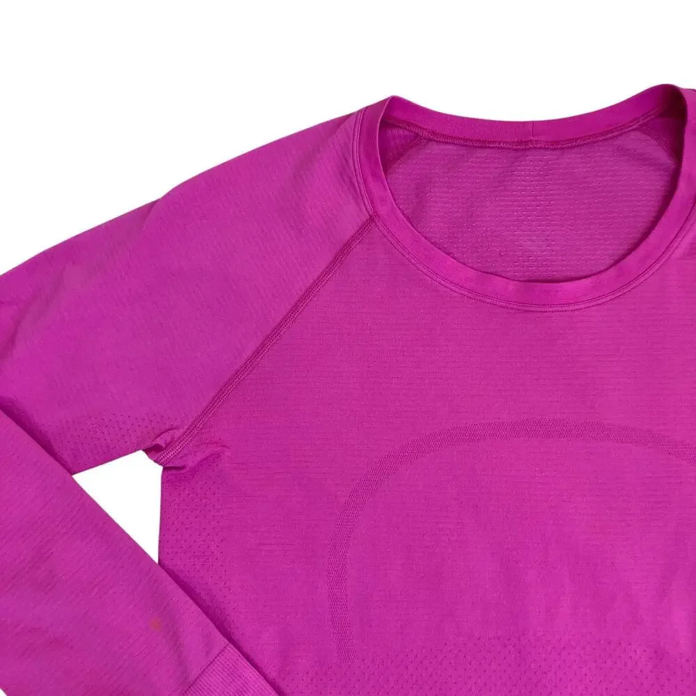 Lululemon Swiftly Tech Long Sleeve Running Shirt Race Length Sonic Pink STAINS